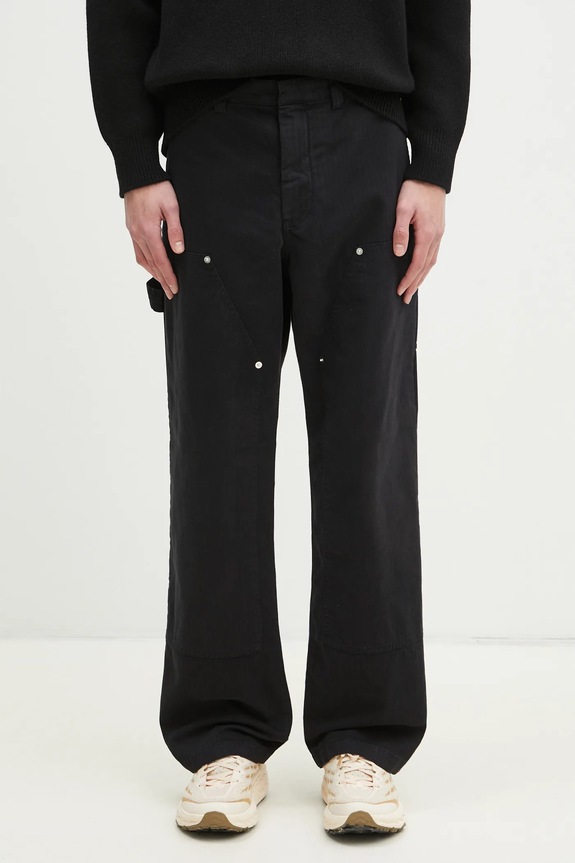 Kalhoty Wood Wood Fed Herringbone Workwear Pants s elastanem černá 30250468