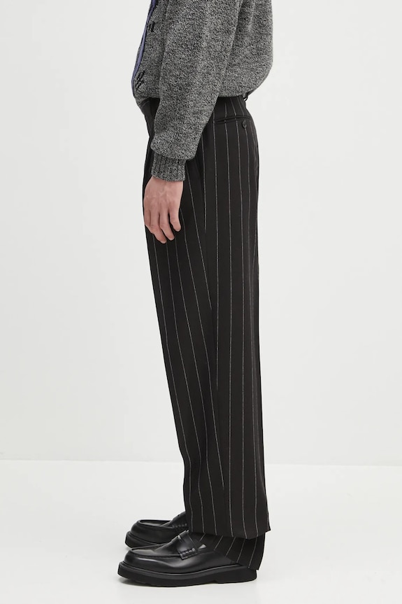 Wacko Maria pantaloni de lână Double Pleated 24FW.WMP.TR21 negru AW24