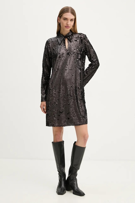 Šaty Bruuns Bazaar MoeaBBUriela dress flitre čierna BBW4191