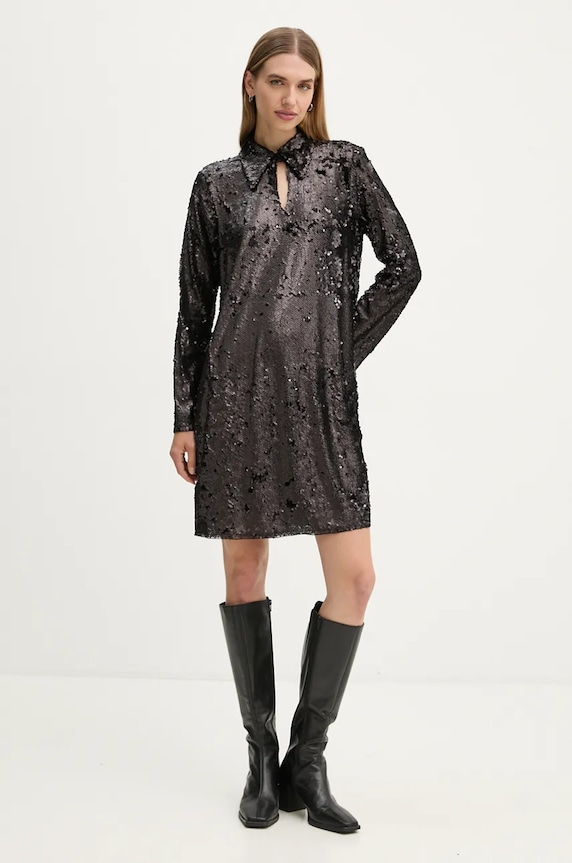 Šaty Bruuns Bazaar MoeaBBUriela dress flitre čierna BBW4191