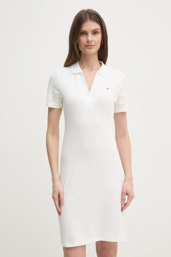 Tommy Hilfiger sukienka bawełniana z elastanem biały WW0WW42567