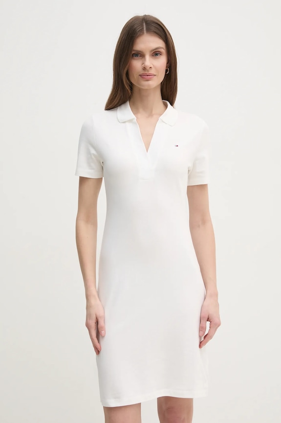 Tommy Hilfiger sukienka bawełniana z elastanem biały WW0WW42567