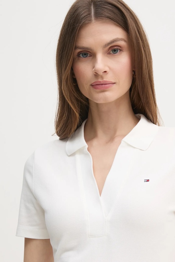 Tommy Hilfiger sukienka bawełniana z elastanem biały WW0WW42567