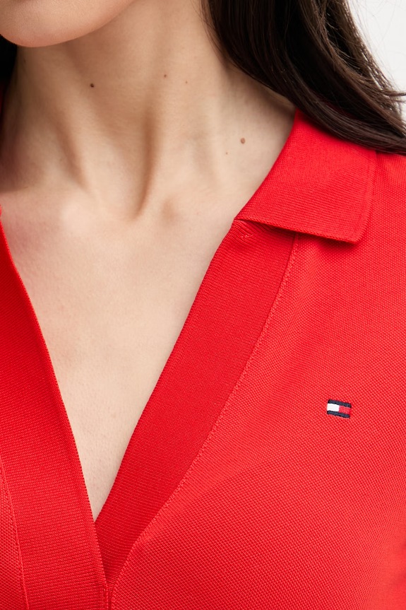 Tommy Hilfiger šaty bavlnené s elastanom WW0WW42567 červená