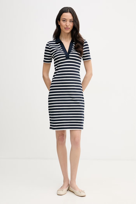 Tommy Hilfiger šaty bavlnené s elastanom tmavomodrá WW0WW42567