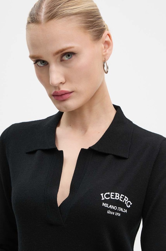 Vlnené šaty Iceberg čierna AH02.9000