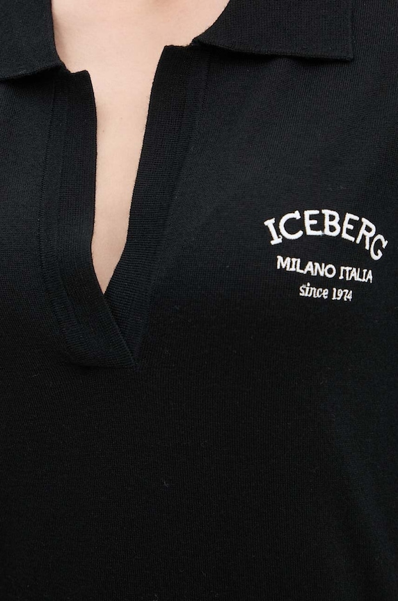 Vlnené šaty Iceberg AH02.9000 čierna