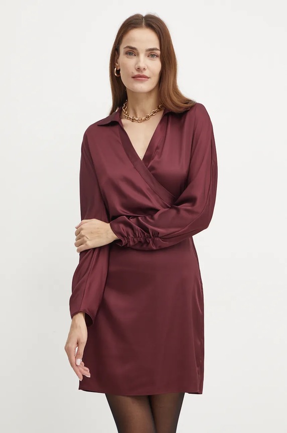 Guess sukienka TANYA z elastanem bordowy W4YK69.WF1T2