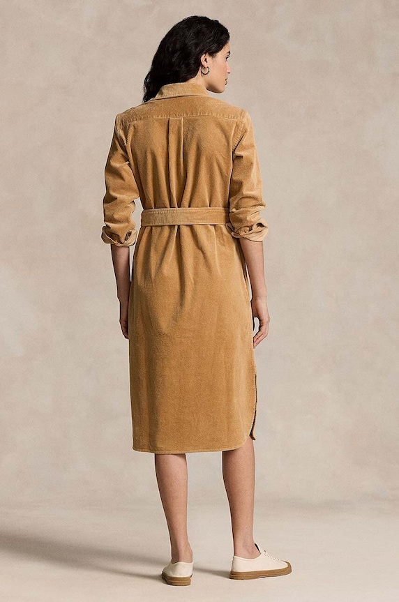 Polo Ralph Lauren rochie din velur 211941474 bej AW24