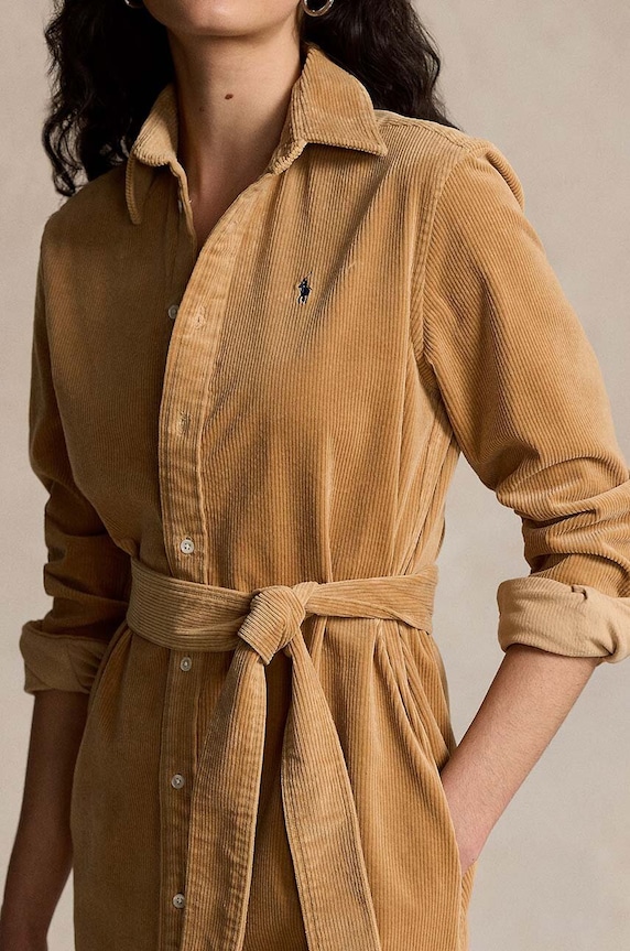 Polo Ralph Lauren rochie din velur bej 211941474