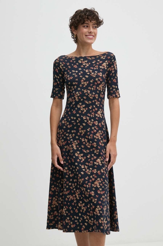 Šaty Lauren Ralph Lauren midi námořnická modř 250946135