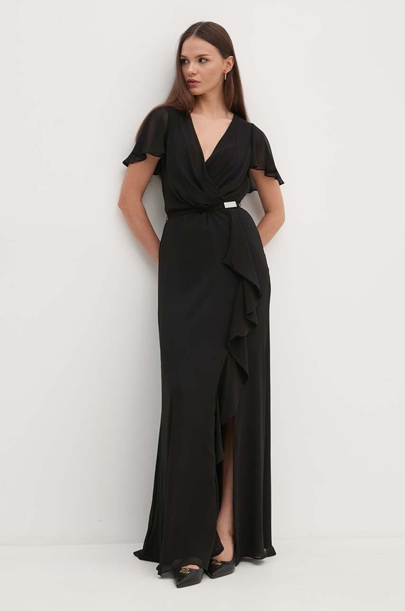 Obleka Lauren Ralph Lauren Tkanina črna 253909447