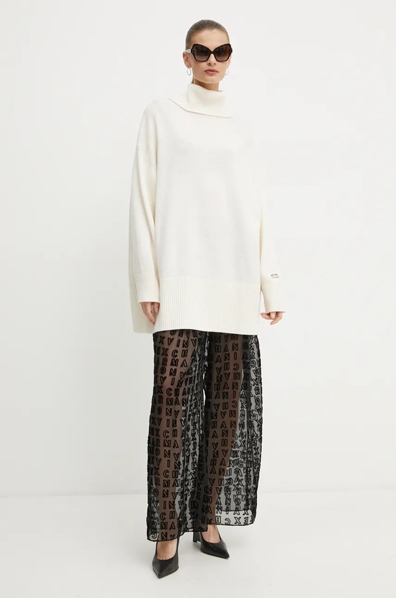 Pinko sweter wełniany 104312.A26I beżowy AW24