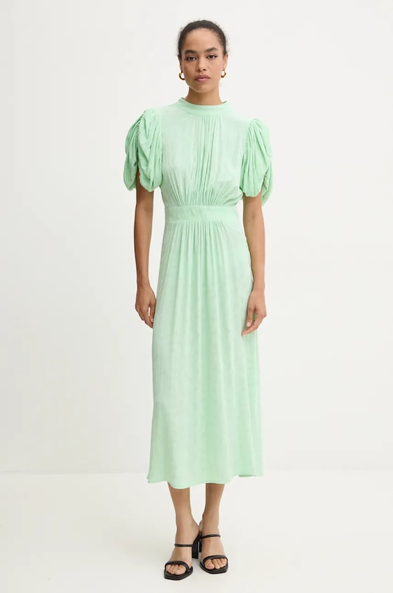 Rotate ruha Midi Puff Sleeve Dress fűzött zöld 1127662981