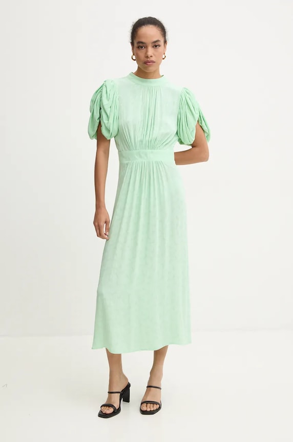 Rotate ruha Midi Puff Sleeve Dress 1127662981 zöld SS25