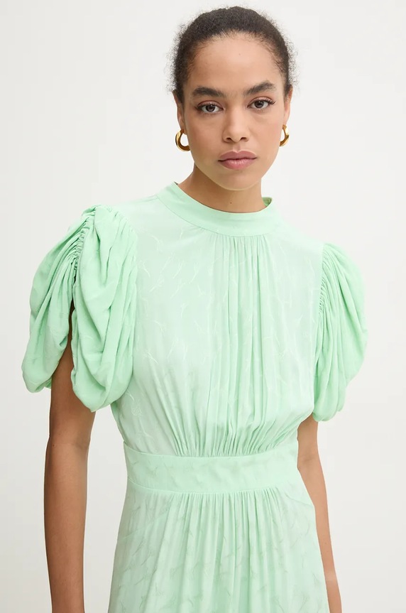 Rotate ruha Midi Puff Sleeve Dress 1127662981 zöld
