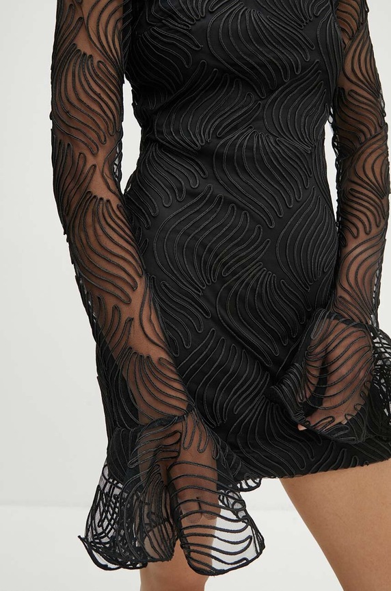 Šaty Rotate Shiny Mini Flounce Dress 112947100 černá