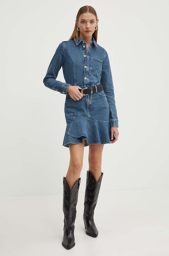 Φόρεμα τζιν Karl Lagerfeld Jeans με ελαστάν μπλε 245J1302