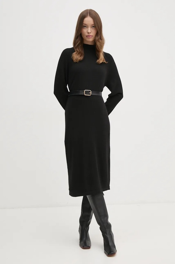 United Colors of Benetton ruha gyapjú keverékből 1235DV01T fekete AW24