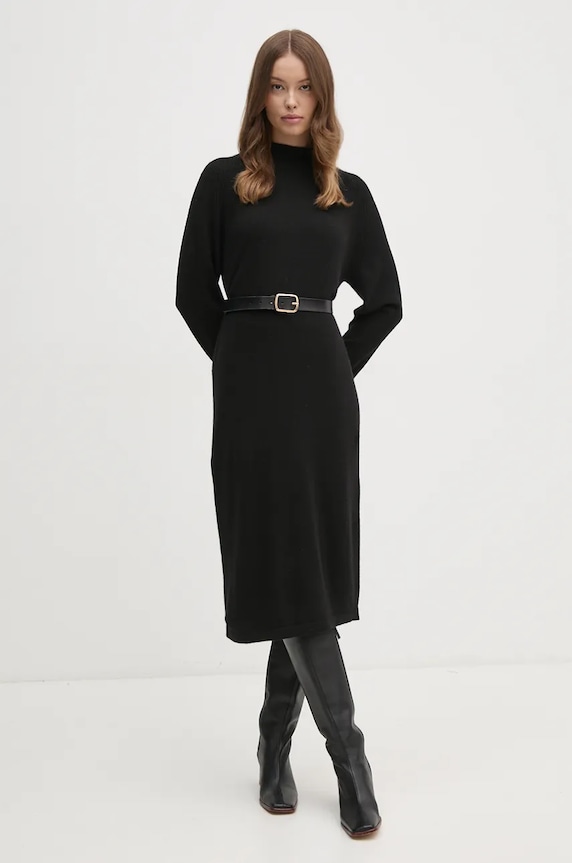 United Colors of Benetton ruha gyapjú keverékből 1235DV01T fekete AW24