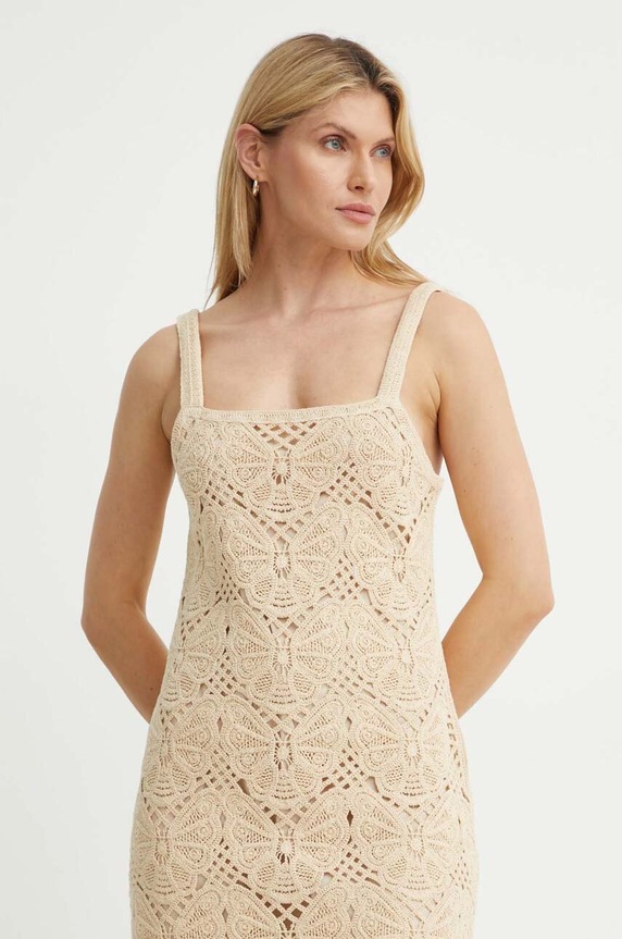 By Malene Birger sukienka bawełniana FALLA beżowy Q72363003