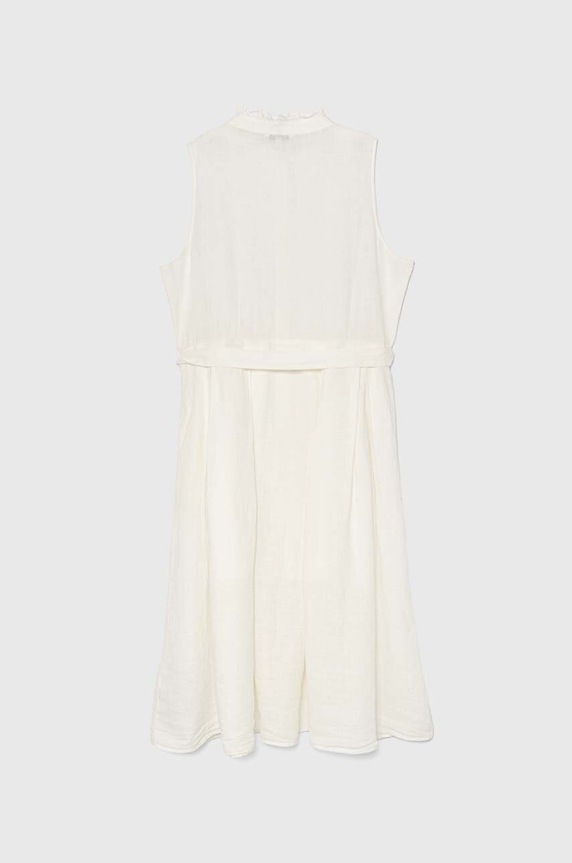 Lněné šaty Tommy Hilfiger WW0WW44466 béžová AW24