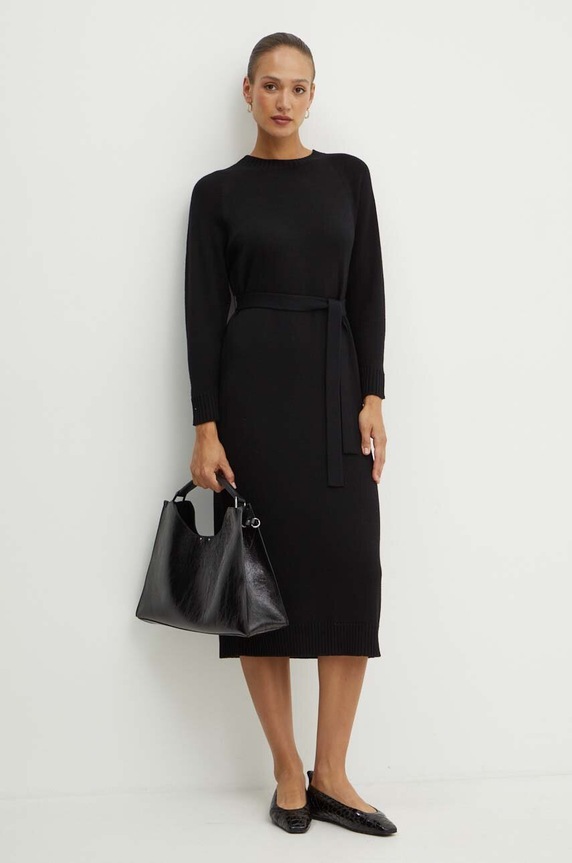 Max Mara Leisure gyapjú ruha hosszú fekete 2426326028600