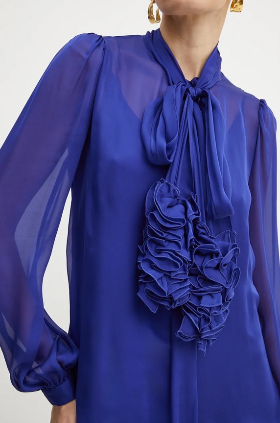 Luisa Spagnoli rochie de matase GRAPPA 541207 albastru AW24