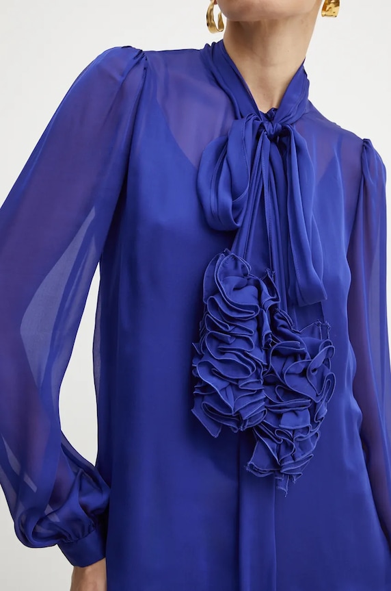 Luisa Spagnoli rochie de matase GRAPPA 541207 albastru AW24