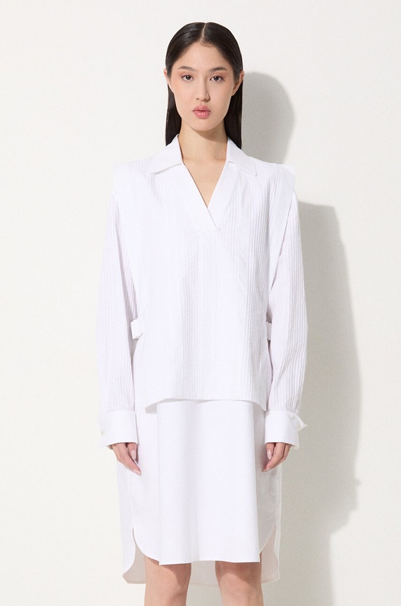Kenzo cotton dress Oxford Knee Shirting Dress mini white FE62RO2919LO.01