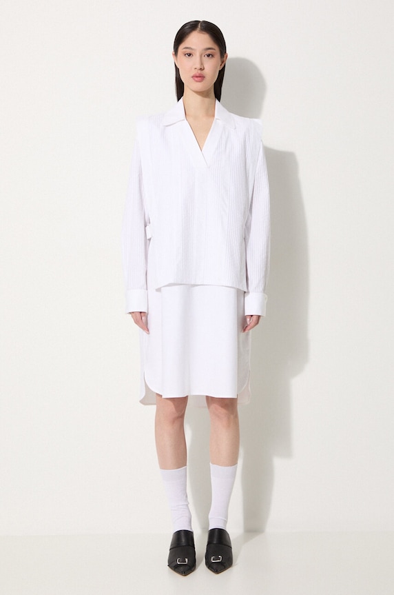 Kenzo cotton dress Oxford Knee Shirting Dress FE62RO2919LO.01 white AW24