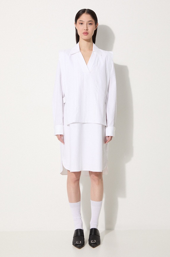 Kenzo cotton dress Oxford Knee Shirting Dress FE62RO2919LO.01 white AW24