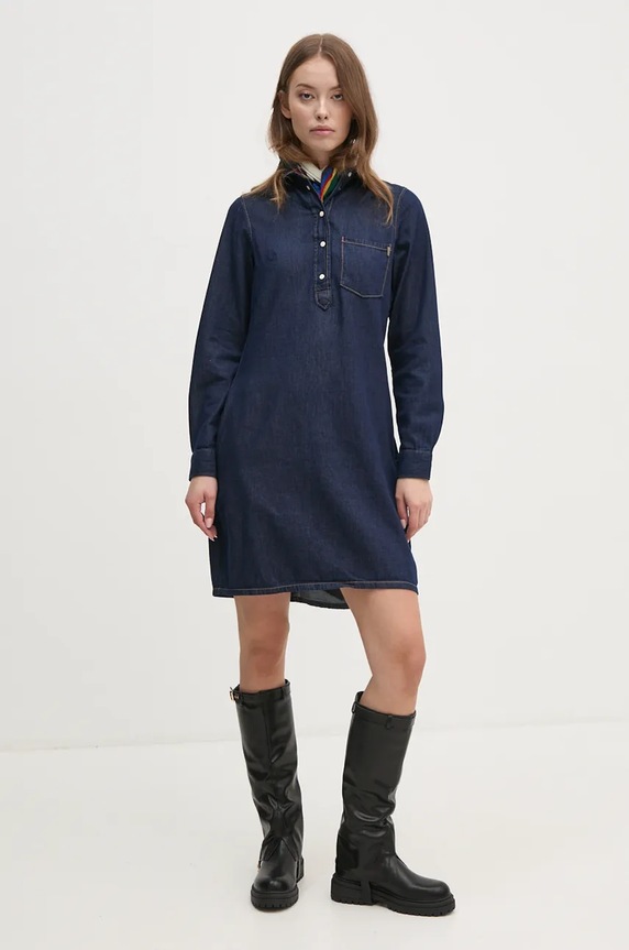 Φόρεμα τζιν Pepe Jeans REGULAR PULL-OVER DRESS μακρύ σκούρο μπλε PL953628BC3