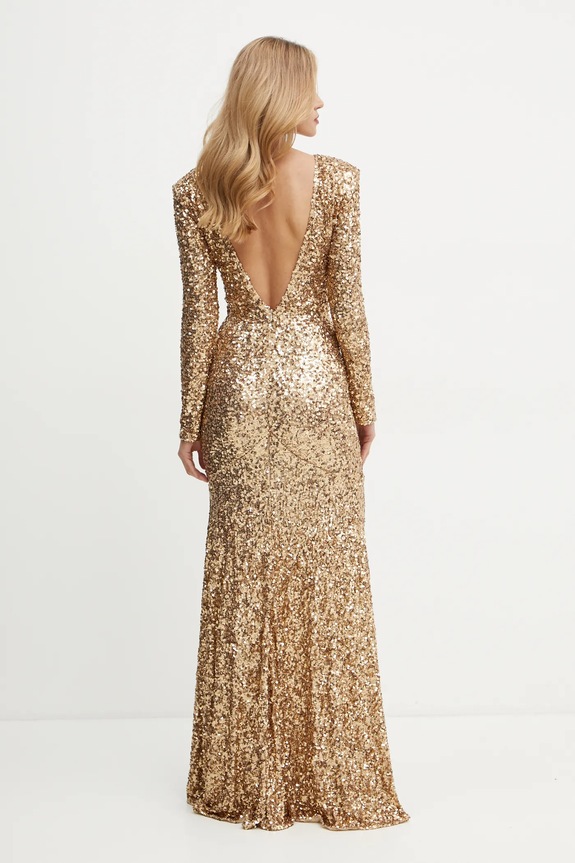 Obleka Elisabetta Franchi AB75947E2 zlata AW24
