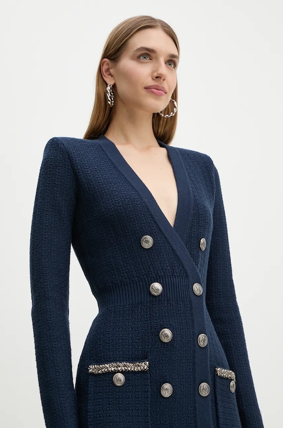Elisabetta Franchi vestito con aggiunta di lana blu navy AM27S47E2