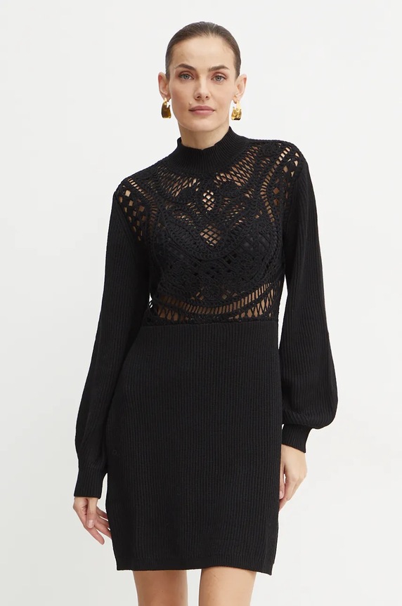 Vlněné šaty Twinset mini černá 242TP3470