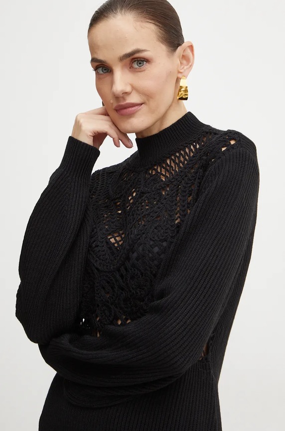 Vlněné šaty Twinset černá 242TP3470