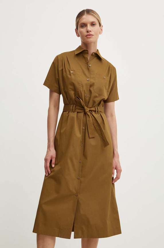 Pamučna haljina A.P.C. robe new drew bez uzorka zelena COGZR.F05959