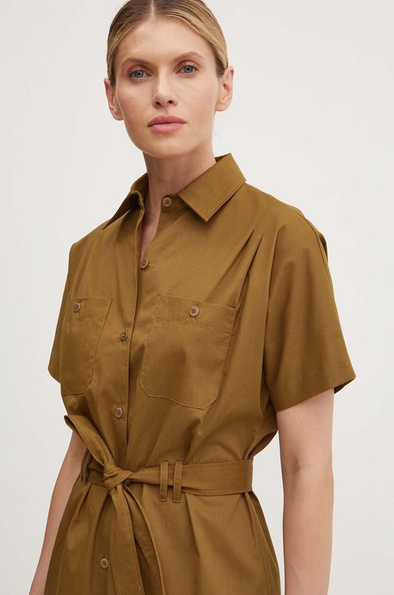 Pamučna haljina A.P.C. robe new drew zelena COGZR.F05959