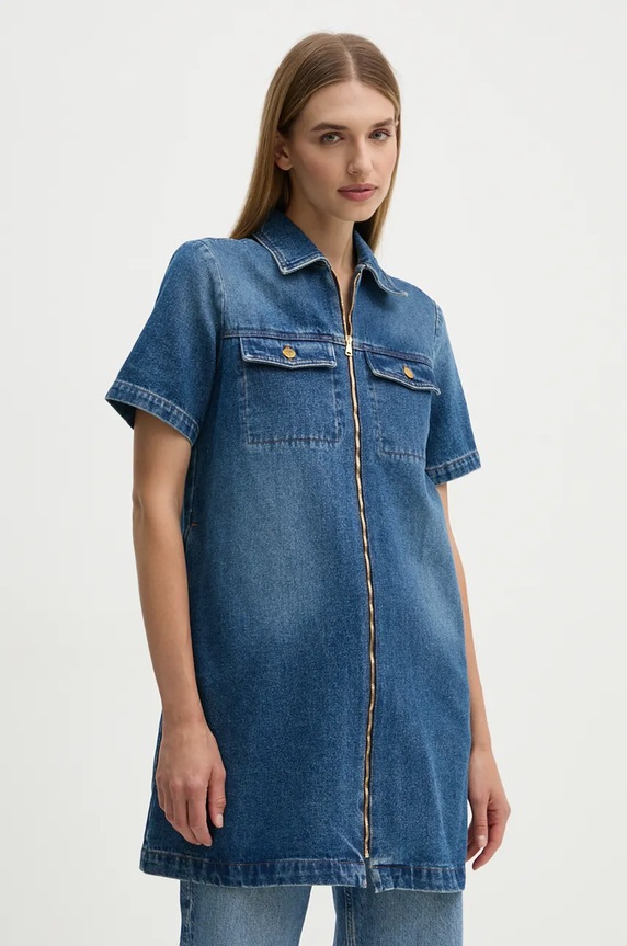 A.P.C. rochie din denim robe amanda fixat albastru COGZU.F35104
