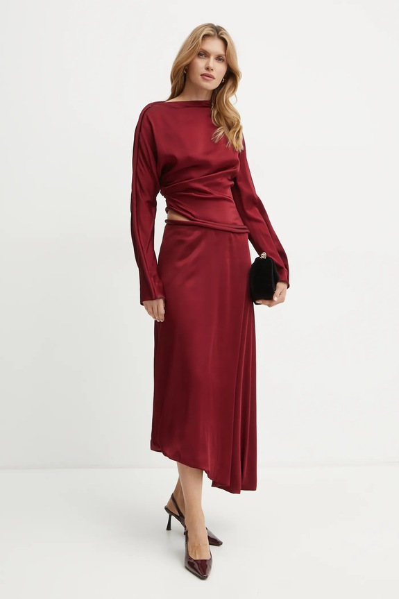 Victoria Beckham sukienka rozkloszowany bordowy 1424WDR005829A
