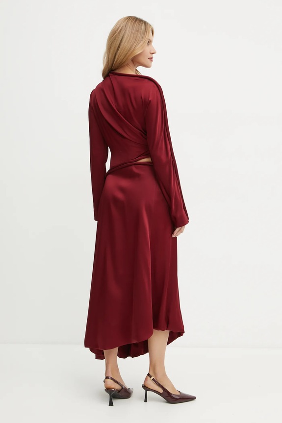 Victoria Beckham sukienka 1424WDR005829A bordowy AW24