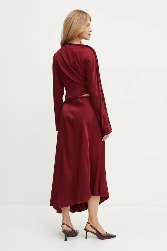 Victoria Beckham sukienka 1424WDR005829A bordowy AW24