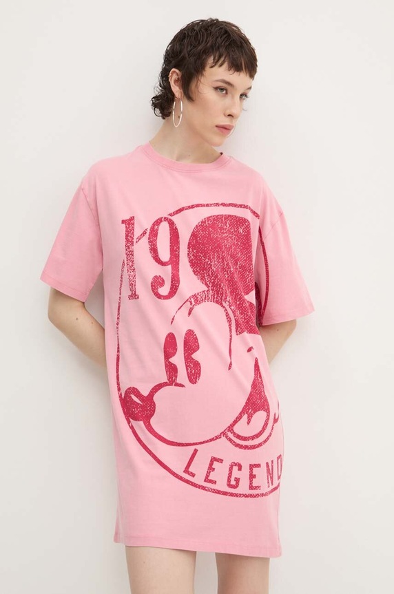 Βαμβακερό φόρεμα Desigual 19-MICKEY x Disney 24WWVK79 ροζ AW24
