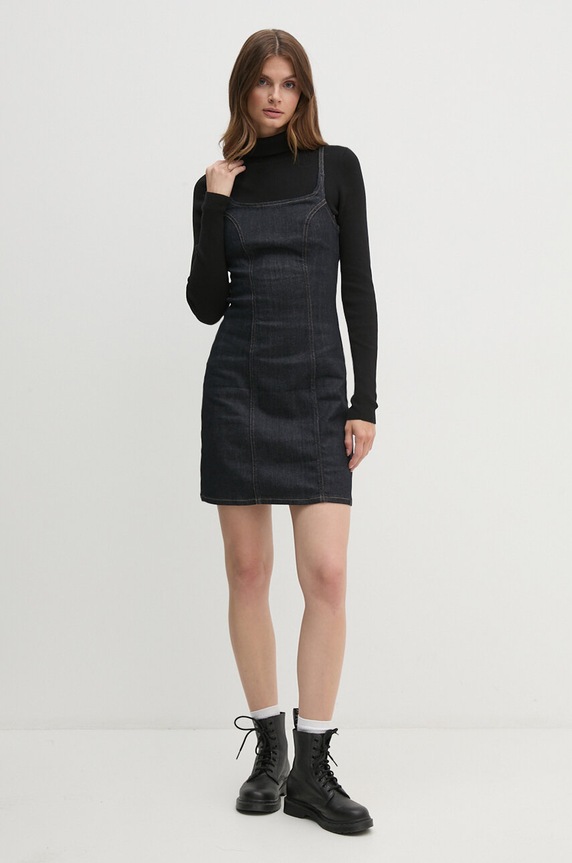 Φόρεμα τζιν Calvin Klein Jeans με ελαστάν σκούρο μπλε J20J223980