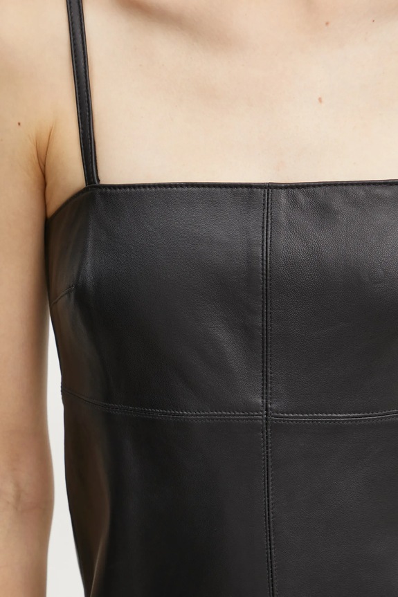 Δερμάτινο φόρεμα MICHAEL Michael Kors MF482Q6FAF μαύρο