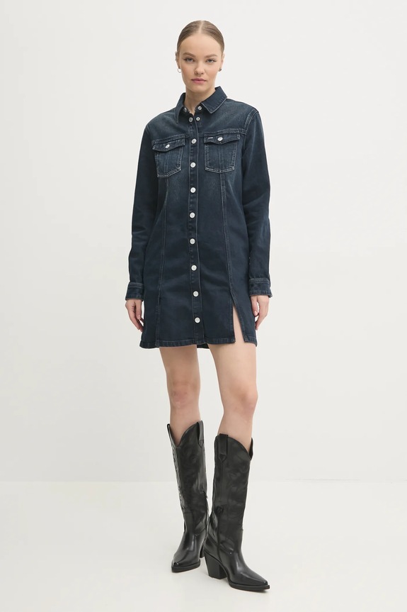 Rifľové šaty Tommy Jeans DW0DW19735 tmavomodrá AW24