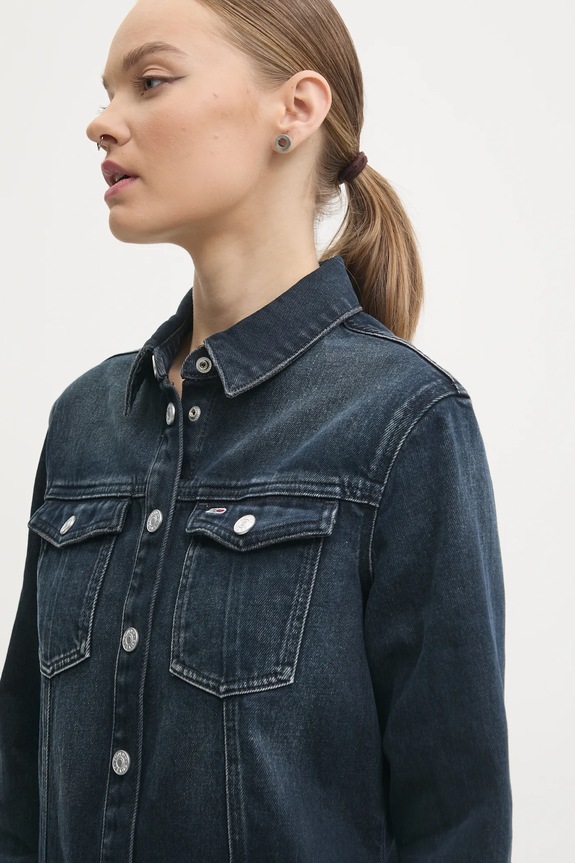 Rifľové šaty Tommy Jeans tmavomodrá DW0DW19735