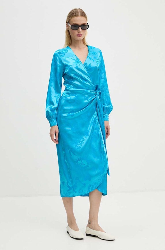 Сукня Never Fully Dressed Vienna Wrap Dress візерунок блакитний NFDDR1575