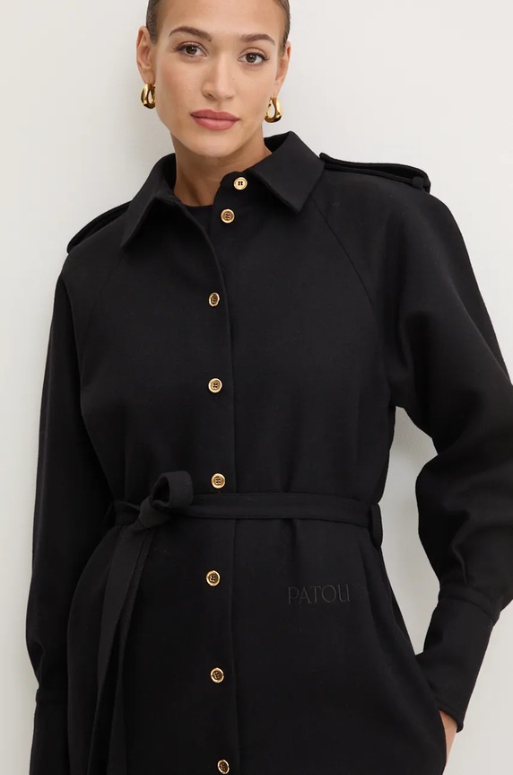 Μάλλινο φόρεμα Patou μαύρο DR1530189
